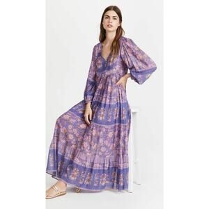 Spell & The Gypsy Juniper Full Length  Gown Purple Gold Metallic L LIKE NEW